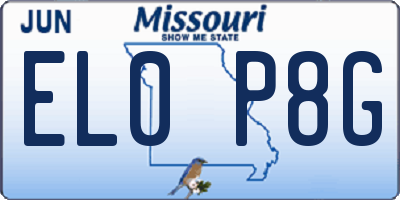 MO license plate EL0P8G
