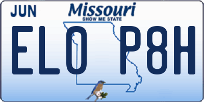 MO license plate EL0P8H