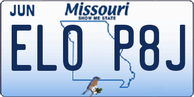 MO license plate EL0P8J