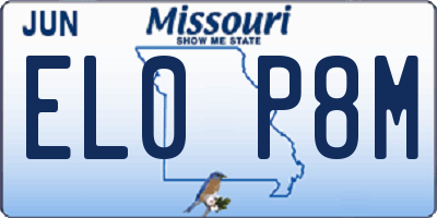 MO license plate EL0P8M