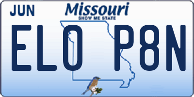 MO license plate EL0P8N