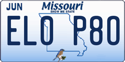 MO license plate EL0P8O