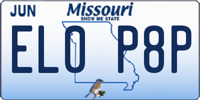 MO license plate EL0P8P