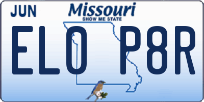 MO license plate EL0P8R