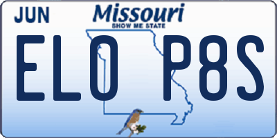 MO license plate EL0P8S