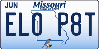 MO license plate EL0P8T
