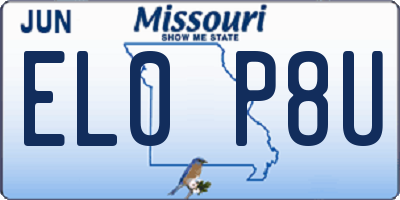MO license plate EL0P8U