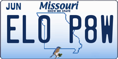 MO license plate EL0P8W