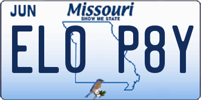 MO license plate EL0P8Y