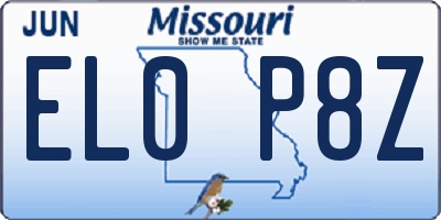 MO license plate EL0P8Z