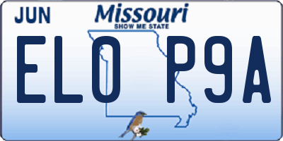 MO license plate EL0P9A