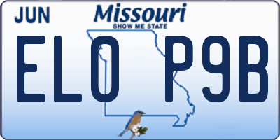 MO license plate EL0P9B