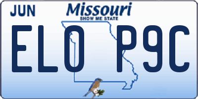 MO license plate EL0P9C
