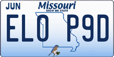 MO license plate EL0P9D