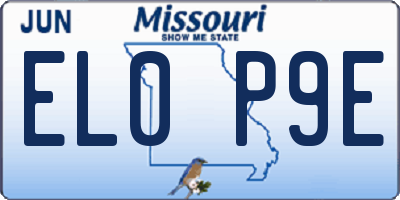 MO license plate EL0P9E