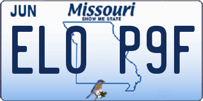 MO license plate EL0P9F