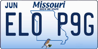 MO license plate EL0P9G