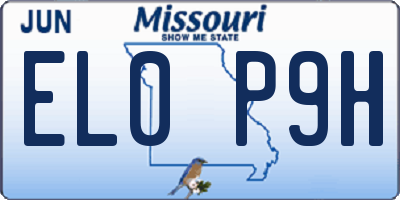MO license plate EL0P9H