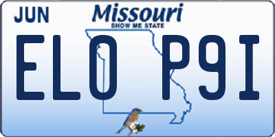 MO license plate EL0P9I