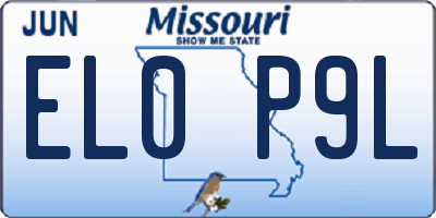MO license plate EL0P9L