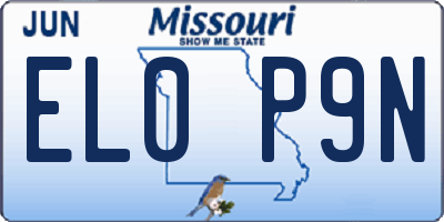 MO license plate EL0P9N