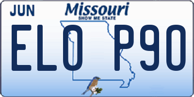 MO license plate EL0P9O