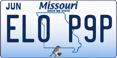 MO license plate EL0P9P