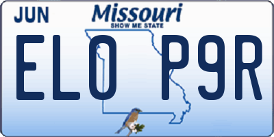 MO license plate EL0P9R