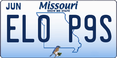 MO license plate EL0P9S