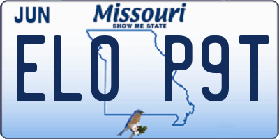 MO license plate EL0P9T