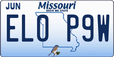 MO license plate EL0P9W