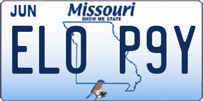 MO license plate EL0P9Y