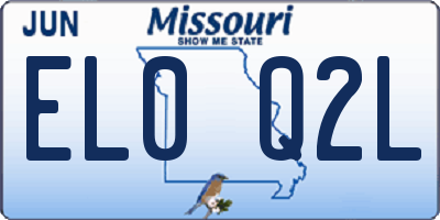 MO license plate EL0Q2L