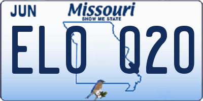 MO license plate EL0Q2O