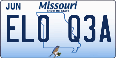 MO license plate EL0Q3A