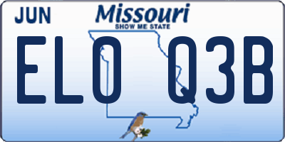 MO license plate EL0Q3B