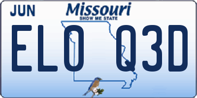 MO license plate EL0Q3D