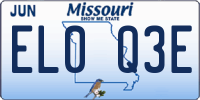 MO license plate EL0Q3E