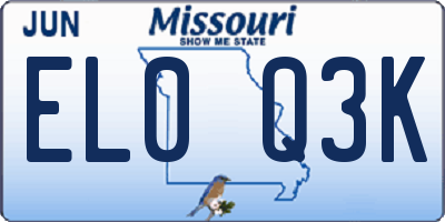 MO license plate EL0Q3K
