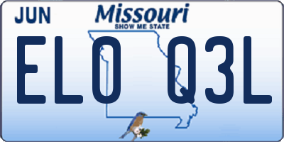 MO license plate EL0Q3L