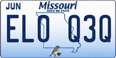 MO license plate EL0Q3Q