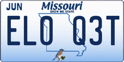 MO license plate EL0Q3T