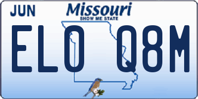 MO license plate EL0Q8M