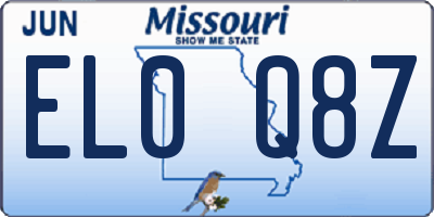 MO license plate EL0Q8Z