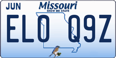 MO license plate EL0Q9Z
