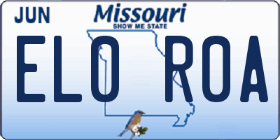 MO license plate EL0R0A