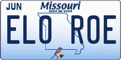 MO license plate EL0R0E