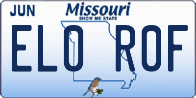 MO license plate EL0R0F