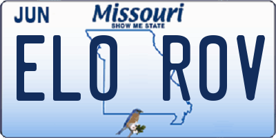 MO license plate EL0R0V