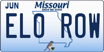 MO license plate EL0R0W